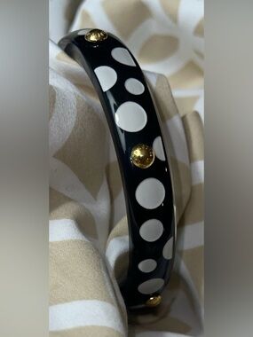 Louis Vuitton Authentic YayoiKusama BlackWhite Dot Gold Stud Bangle Bracelet NEW